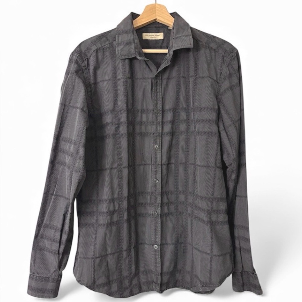 Burberry London Shadow Nova Check Button Down Shirt - Grey/Charcoal XL